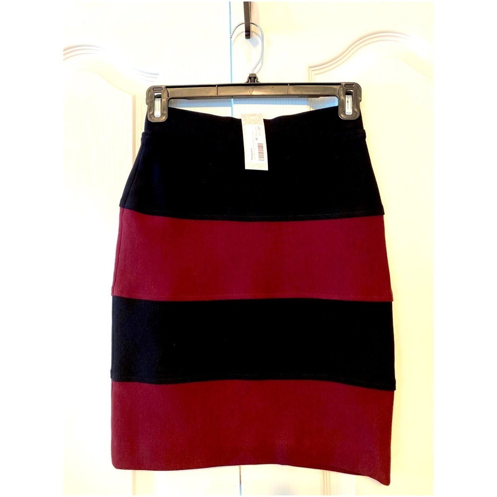 Margaret M Verna Striped Ponte Pencil Skirt XS